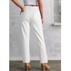 image:imageSidefeel Womens High Waisted Raw Hem Straight Leg JeansWhite