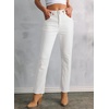 image:imageSidefeel Womens High Waisted Raw Hem Straight Leg JeansWhite