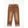 image:imageSidefeel Womens High Waisted Skinny Capri Pants Cropped JeansBrown
