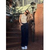 image:imageSidefeel Womens High Waisted Stretchy Straight Leg JeansNavy Blue