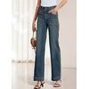 image:imageSidefeel Womens High Waisted Stretchy Straight Leg JeansReal Teal