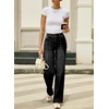 image:imageSidefeel Womens High Waisted Wide Leg Stretchy JeansBlack