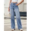 image:imageSidefeel Womens High Waisted Wide Leg Stretchy JeansIceland Blue