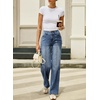 image:imageSidefeel Womens High Waisted Wide Leg Stretchy JeansLight Blue
