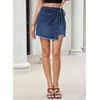 image:imageSidefeel Womens Jean Skirt High Waisted Asymmetrical Wrap Denim Mini SkortDark Blue