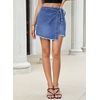 image:imageSidefeel Womens Jean Skirt High Waisted Asymmetrical Wrap Denim Mini SkortLight Blue