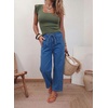image:imageSidefeel Womens Jeans Drawstring Barrel Denim PantsDark Blue