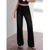 image:imageSidefeel Womens Jeans High Waisted Elastic Straight Leg Stretchy Drawstring Trendy Wide Leg Loose Pull On Denim PantsBlack