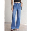 image:imageSidefeel Womens Jeans High Waisted Elastic Straight Leg Stretchy Drawstring Trendy Wide Leg Loose Pull On Denim PantsLight Blue