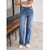 image:imageSidefeel Womens Jeans High Waisted Rhinestone Star Y2K Straight Leg Stretchy Retro Sparkly Loose Wide Leg Denim PantsLight Blue