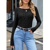 image:imageSidefeel Womens Lace Long Sleeve Tops Sheer See Through Shirts Mesh BlousesBlack