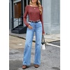 image:imageSidefeel Womens Lace Long Sleeve Tops Sheer See Through Shirts Mesh BlousesRed