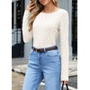 image:imageSidefeel Womens Lace Long Sleeve Tops Sheer See Through Shirts Mesh BlousesWhite