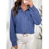 image:imageSidefeel Womens Long Sleeve Button Down Denim ShirtDark Blue