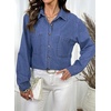 image:imageSidefeel Womens Long Sleeve Button Down Denim ShirtDark Blue