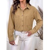 image:imageSidefeel Womens Long Sleeve Button Down Denim ShirtKhaki
