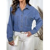 image:imageSidefeel Womens Long Sleeve Button Down Denim ShirtLight Blue