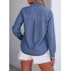 image:imageSidefeel Womens Long Sleeve Button Down Denim ShirtLight Blue