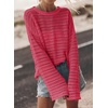 image:imageSidefeel Womens Long Sleeve Crochet Tops SweatersStrawberry Pink