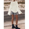 image:imageSidefeel Womens Long Sleeve Crochet Tops SweatersWhite