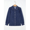 image:imageSidefeel Womens Long Sleeve Peter Pan Collar Denim ShirtDark Blue