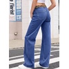 image:imageSidefeel Womens MidLow Rise Jeans Leopard Waist Wide Leg Denim PantsBluing