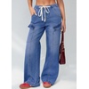 image:imageSidefeel Womens MidLow Rise Y2K Boyfriend Baggy JeansBlue