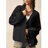 image:imageSidefeel Womens Oversized Fuzzy Cardigan SweatersBlack