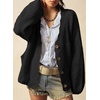 image:imageSidefeel Womens Oversized Fuzzy Cardigan SweatersBlack