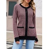 image:imageSidefeel Womens Plaid Cardigan SweatersPink