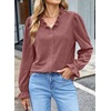 image:imageSidefeel Womens Ruffle Button Down Corduroy ShirtsMineral Red