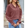 image:imageSidefeel Womens Ruffle Button Down Corduroy ShirtsMineral Red