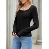 image:imageSidefeel Womens Shirts Long Sleeve Lace Square Neck Bow Knot TopsBlack