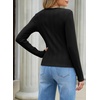 image:imageSidefeel Womens Shirts Long Sleeve Lace Square Neck Bow Knot TopsBlack