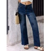 image:imageSidefeel Womens Straight Leg Floral Embroidery JeansBluing
