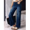image:imageSidefeel Womens Straight Leg Floral Embroidery JeansBluing