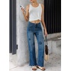 image:imageSidefeel Womens Straight Leg Floral Embroidery JeansDark Blue