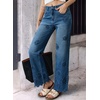 image:imageSidefeel Womens Straight Leg Floral Embroidery JeansDark Blue
