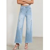 image:imageSidefeel Womens Straight Leg Jeans Embroidered Denim Pants with PocketsIceland Blue