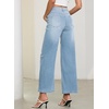 image:imageSidefeel Womens Straight Leg Jeans Embroidered Denim Pants with PocketsIceland Blue