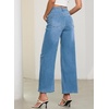 image:imageSidefeel Womens Straight Leg Jeans Embroidered Denim Pants with PocketsLight Blue