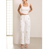image:imageSidefeel Womens Straight Leg Jeans Embroidered Denim Pants with PocketsWhite