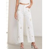 image:imageSidefeel Womens Straight Leg Jeans Embroidered Denim Pants with PocketsWhite