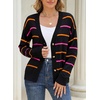 image:imageSidefeel Womens Striped Cropped Cardigan SweatersBlack