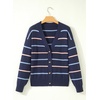 image:imageSidefeel Womens Striped Cropped Cardigan SweatersBlue