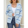 image:imageSidefeel Womens Striped Cropped Cardigan SweatersMist Blue