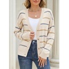 image:imageSidefeel Womens Striped Cropped Cardigan SweatersWhite