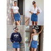 image:imageSidefeel Womens Summer High Waist Jean SkirtDark Blue