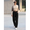 image:imageSidefeel Womens Wide Leg Corduroy Pants High Waitsed Elastic Waist TrousersBlack