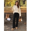 image:imageSidefeel Womens Wide Leg Corduroy Pants High Waitsed Elastic Waist TrousersBlack
